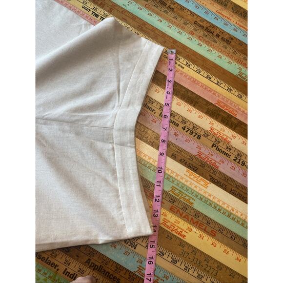 Faeriesty L LINEN Blend Wide Leg Pants Natural Vacation Lagenlook Boho - Picture 9 of 13